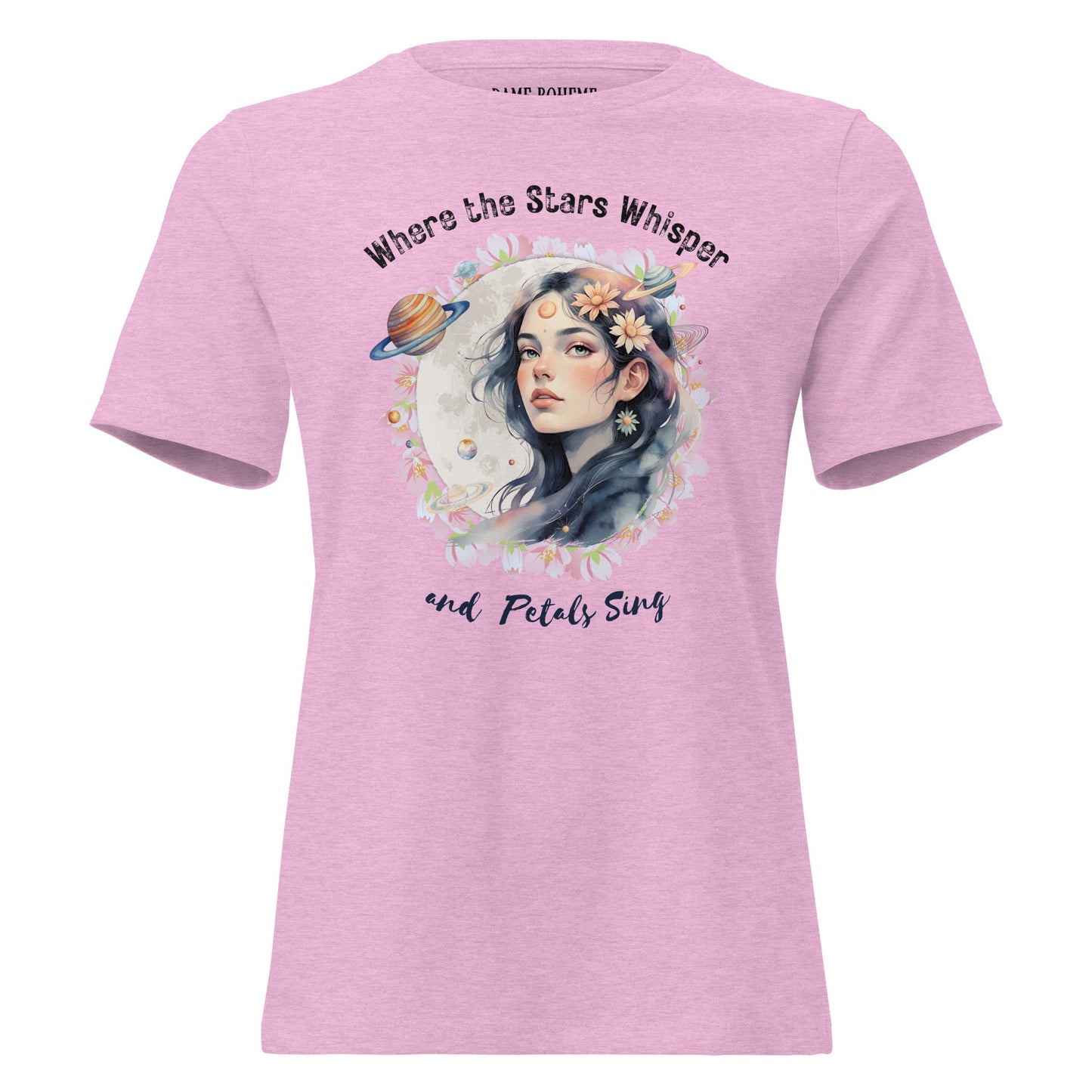 Where the Stars Whisper Women's Relaxed Graphic Print Bella + Canvas T-Shirt DAME BOHEME