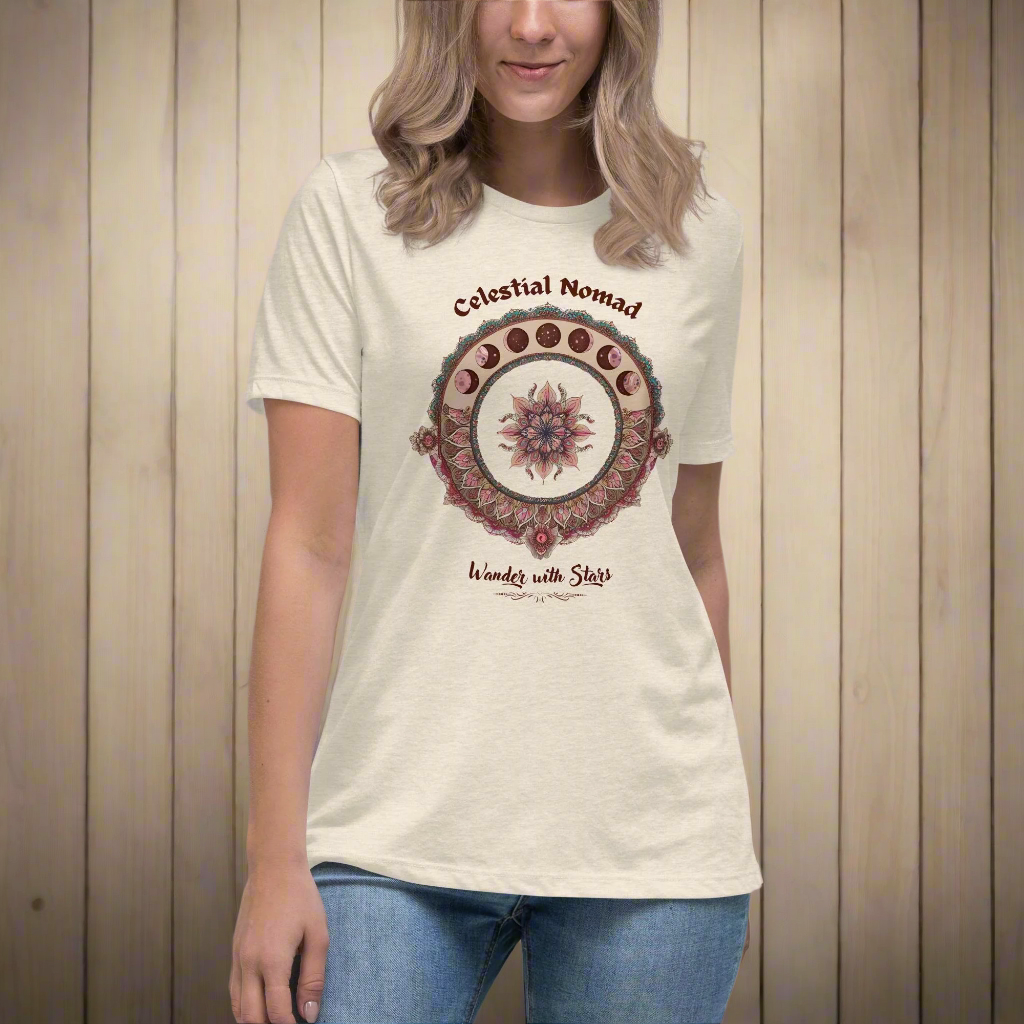 Celestial Nomad Boho Spiritual Women's Graphic T-Shirt DAME BOHEME