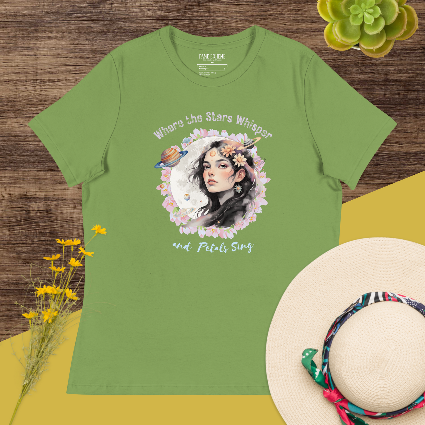 Where the Stars Whisper Women's Relaxed Graphic Print Bella + Canvas T-Shirt DAME BOHEME