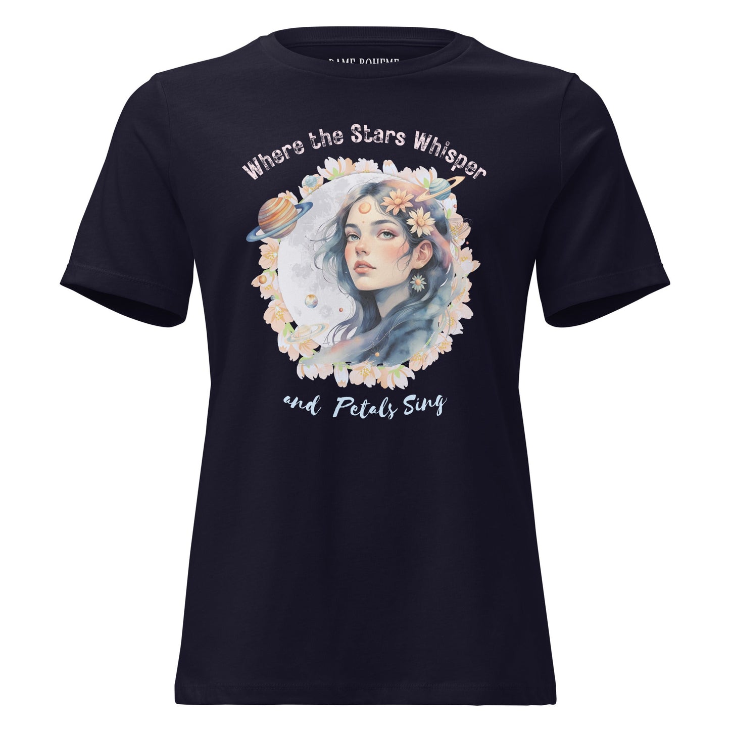 Where the Stars Whisper Women's Relaxed Graphic Print Bella + Canvas T-Shirt DAME BOHEME