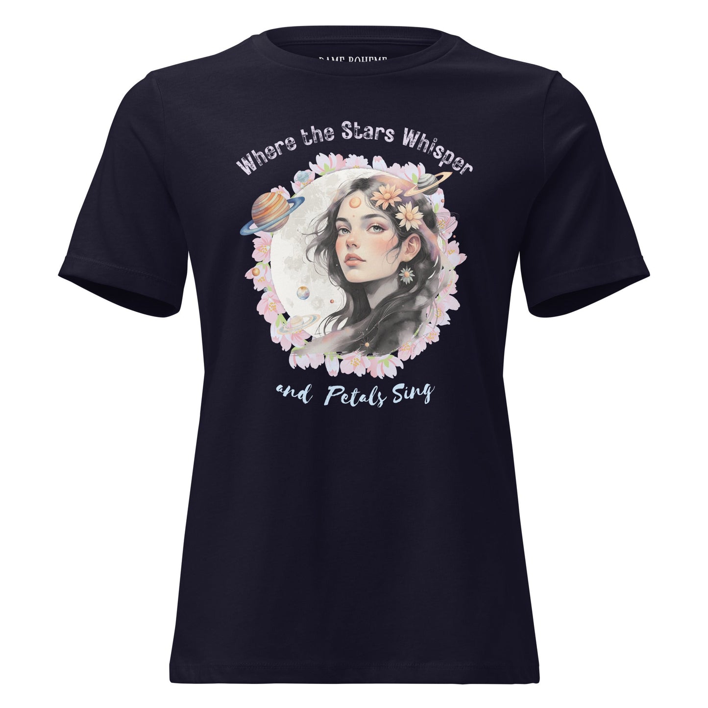 Where the Stars Whisper Women's Relaxed Graphic Print Bella + Canvas T-Shirt DAME BOHEME