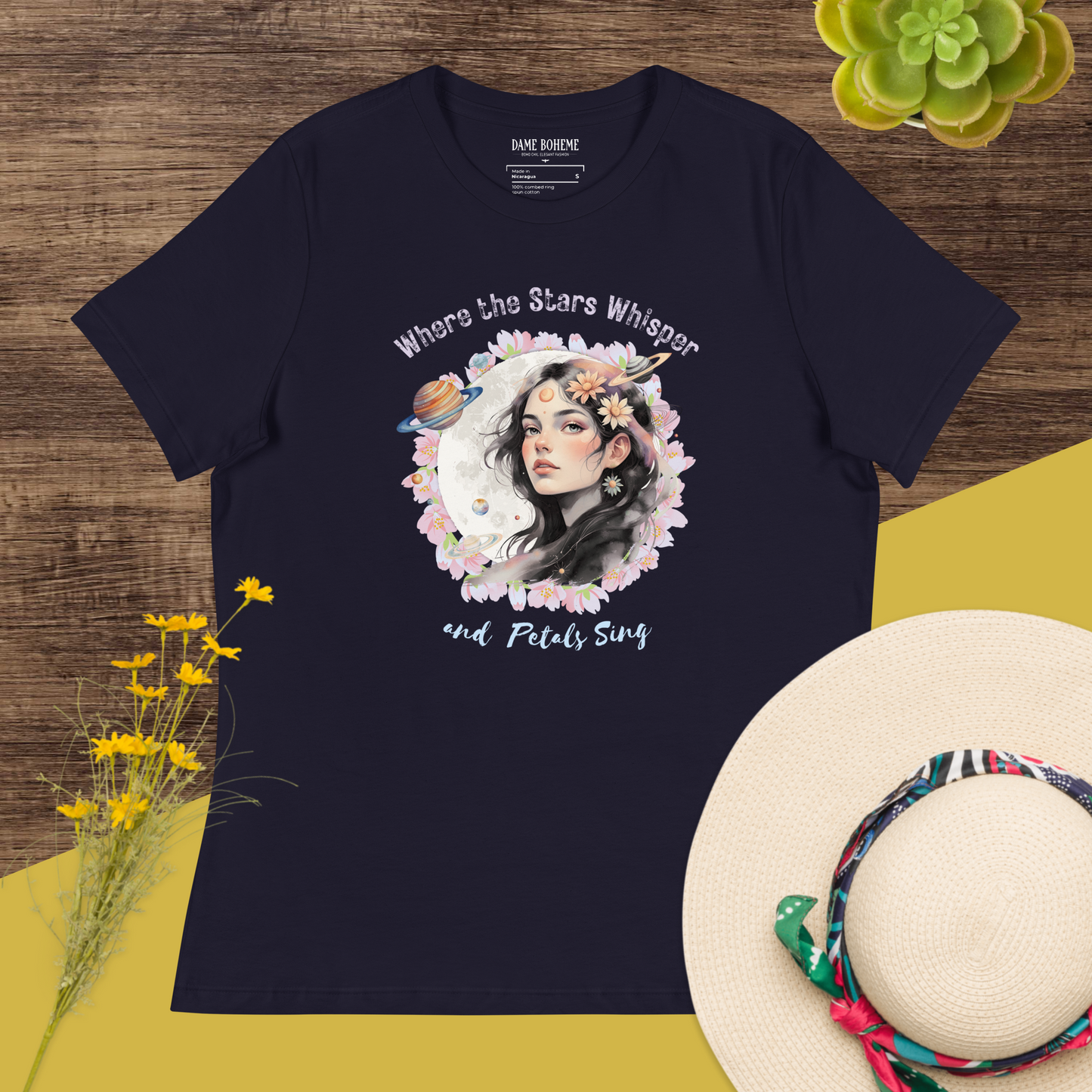 Where the Stars Whisper Women's Relaxed Graphic Print Bella + Canvas T-Shirt DAME BOHEME
