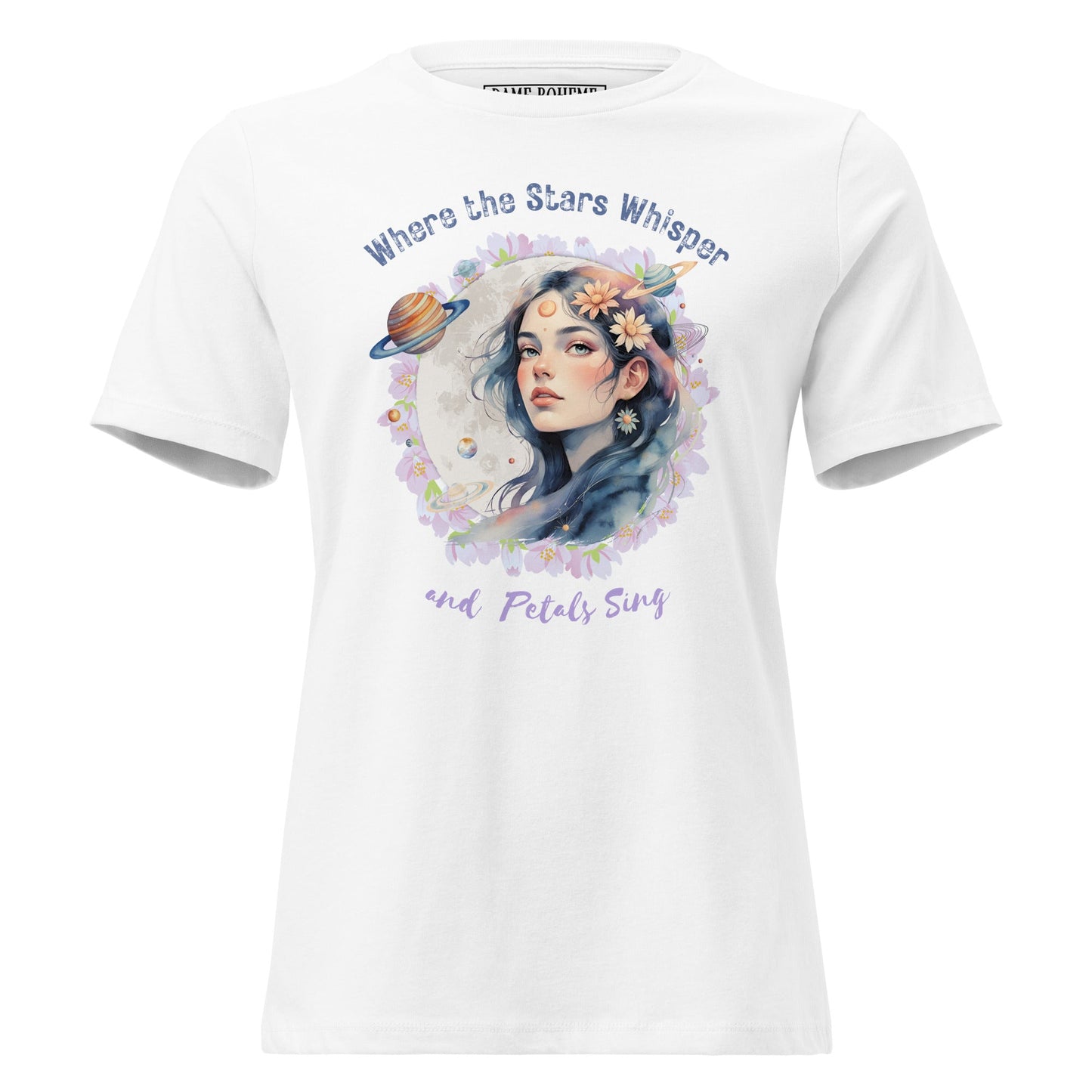 Where the Stars Whisper Women's Relaxed Graphic Print Bella + Canvas T-Shirt DAME BOHEME