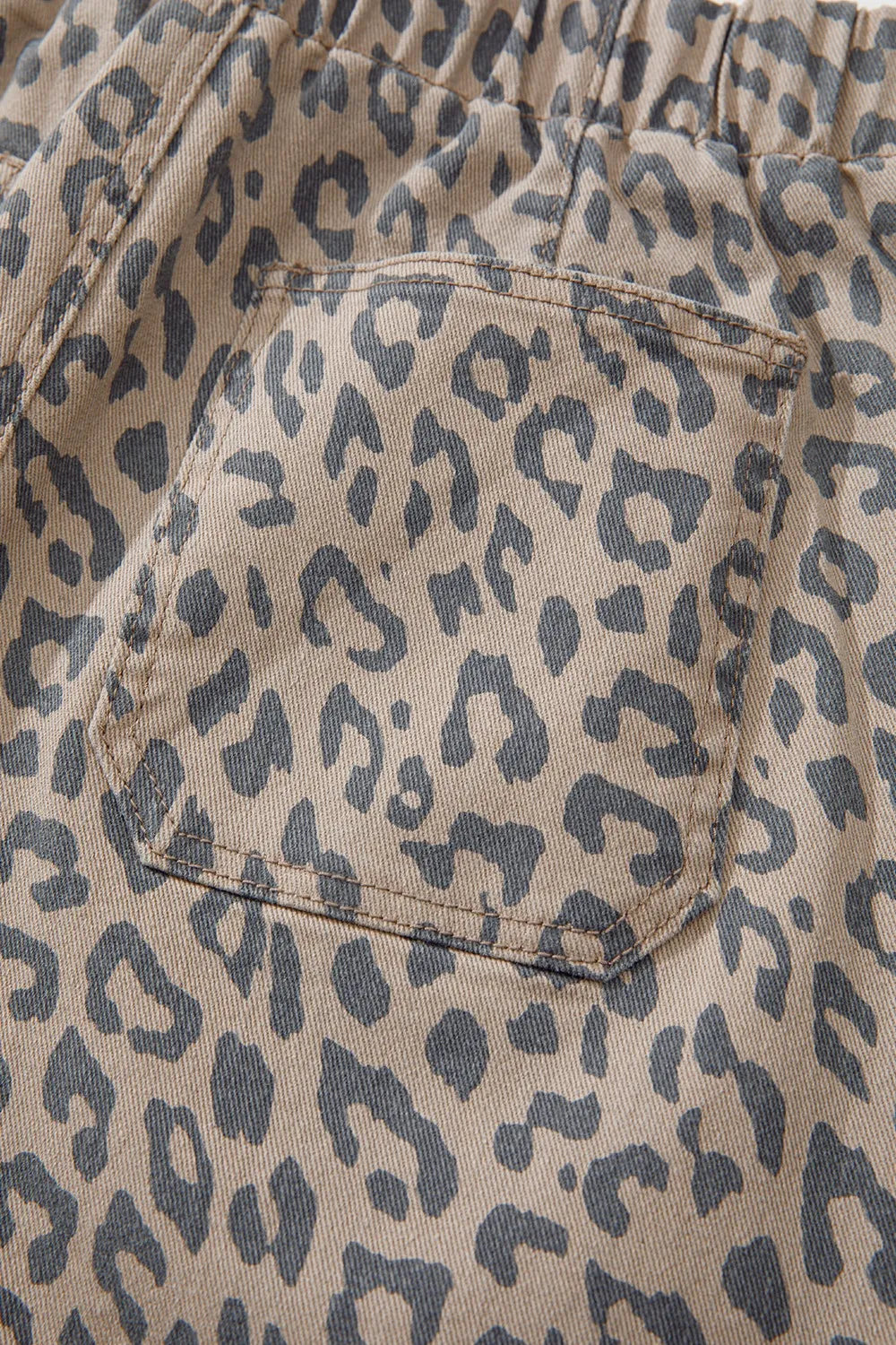 Leopard Printed Drawstring Waist Pocketed Wide Leg Jeans  DAME BOHEME
