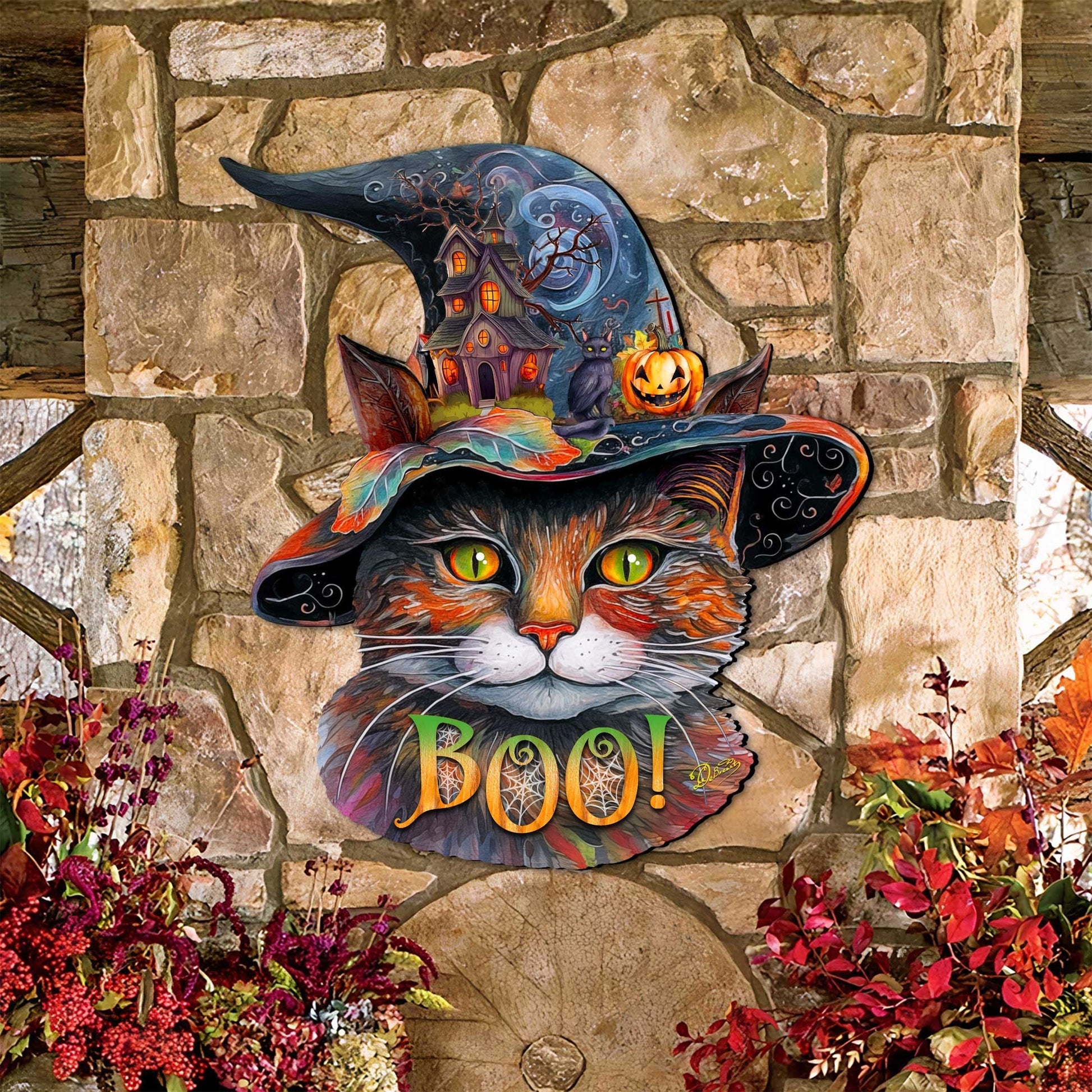 Halloween Cat in a Hat Holiday Door Decor by G. DeBrekht - Halloween Decor - 8652792H  DAME BOHEME
