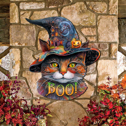 Halloween Cat in a Hat Holiday Door Decor by G. DeBrekht - Halloween Decor - 8652792H  DAME BOHEME