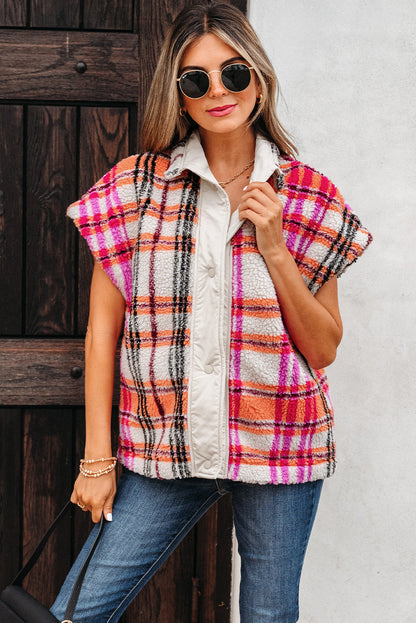 Molly Sherpa Plaid Jacket Vest  DAME BOHEME