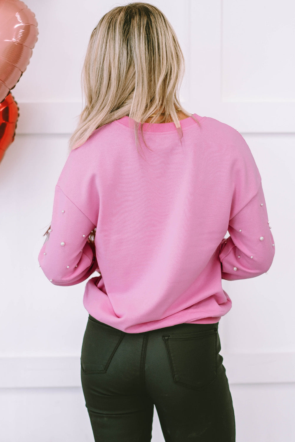 Lilah Pearl Detail Ribbed Crew Neck Sweatshirt  DAME BOHEME