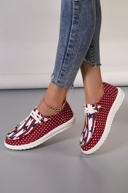 Racing Red Polka Dot Stars and Stripes Independent Day Casual Shoes  DAME BOHEME