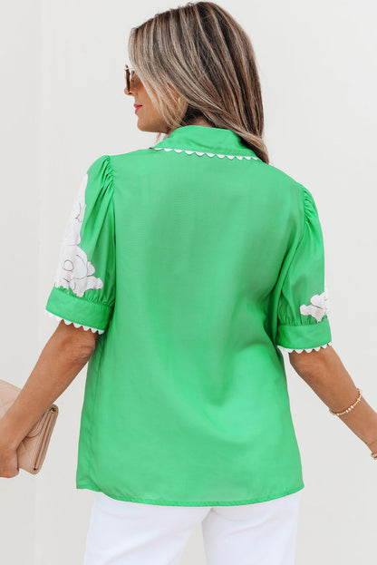 Celina Floral Ric Rac Edge Sleeve Blouse  DAME BOHEME