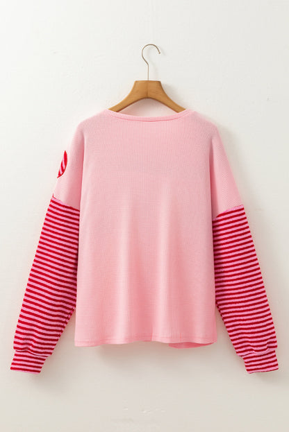 Emi Striped Sleeve Textured Top  DAME BOHEME