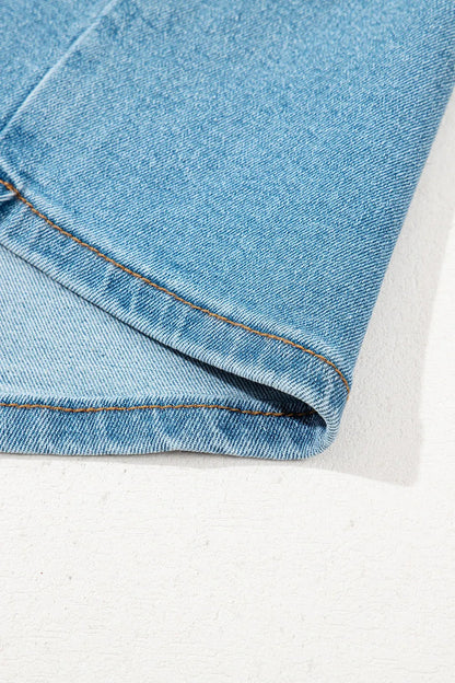 Acid Wash Bowknot Details High Waist Mini Denim Skirt Simply Love
