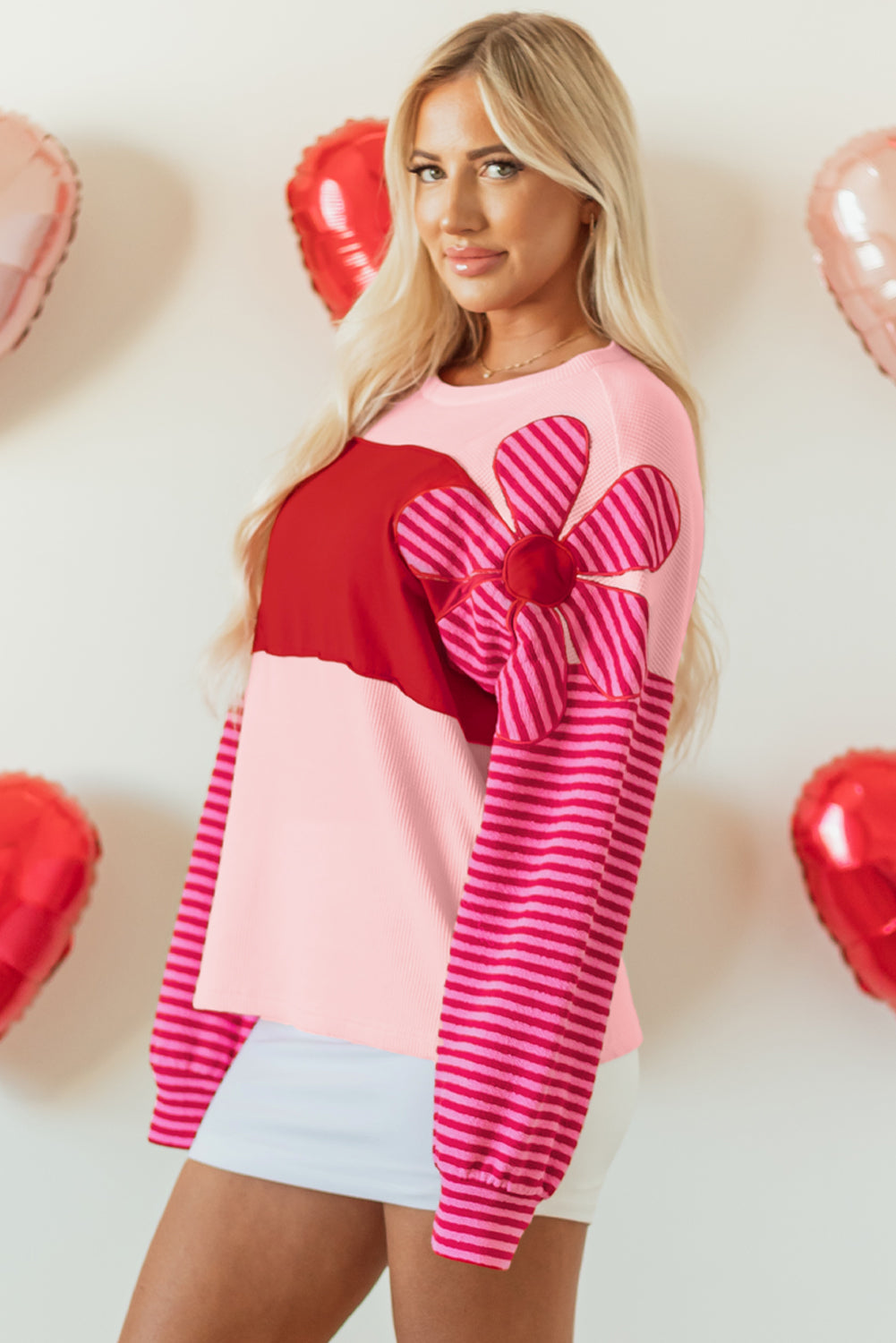 Emi Striped Sleeve Textured Top  DAME BOHEME
