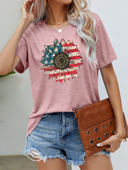 US Flag Flower Graphic Tee  DAME BOHEME