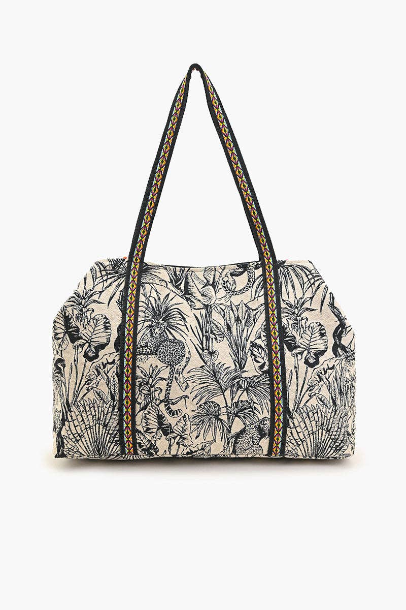 Tropical Leopard Embellished Tote  DAME BOHEME