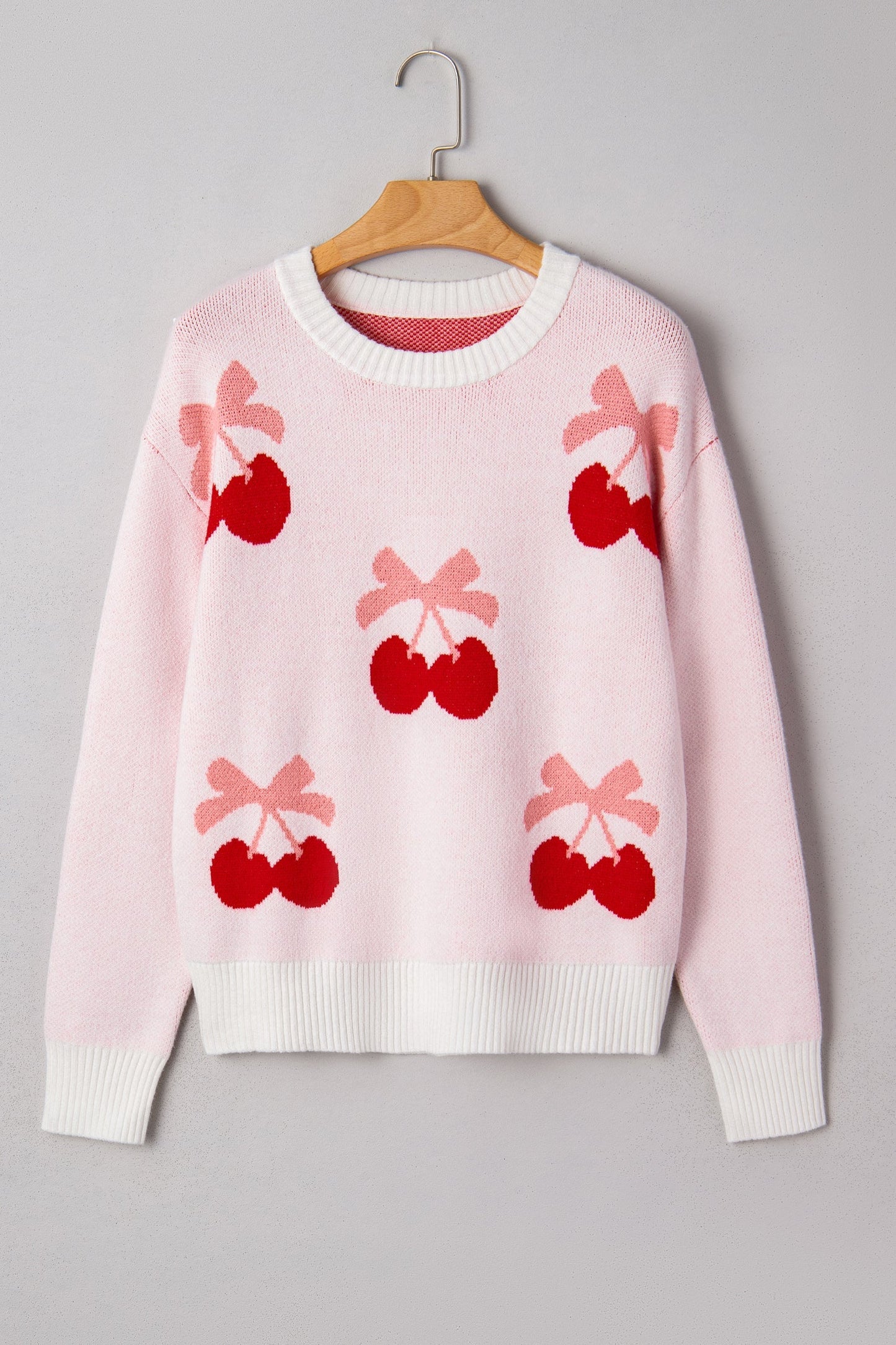 Nevaeh Cherry Pattern Drop Shoulder Sweater  DAME BOHEME