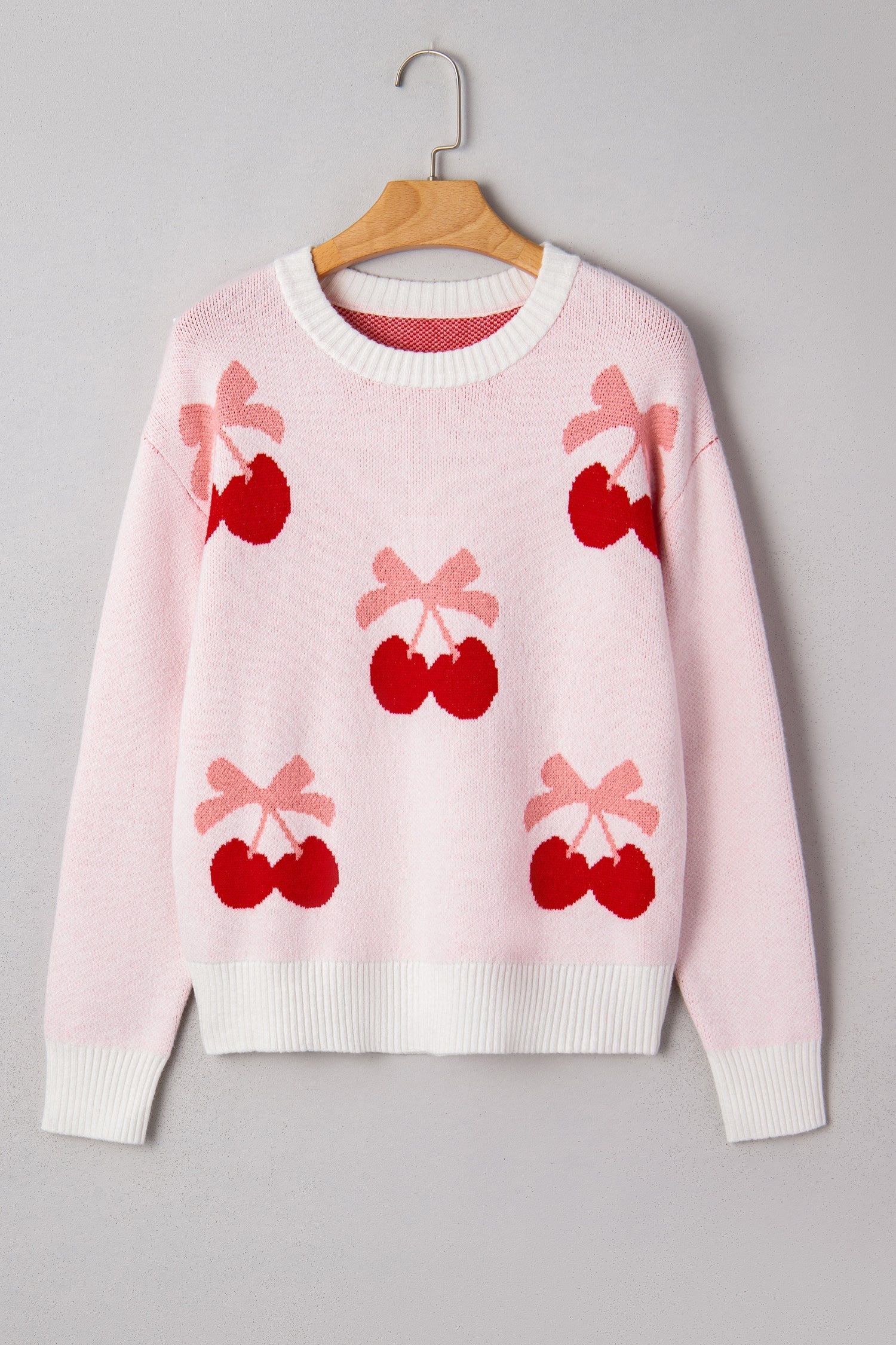 Nevaeh Cherry Pattern Drop Shoulder Sweater  DAME BOHEME
