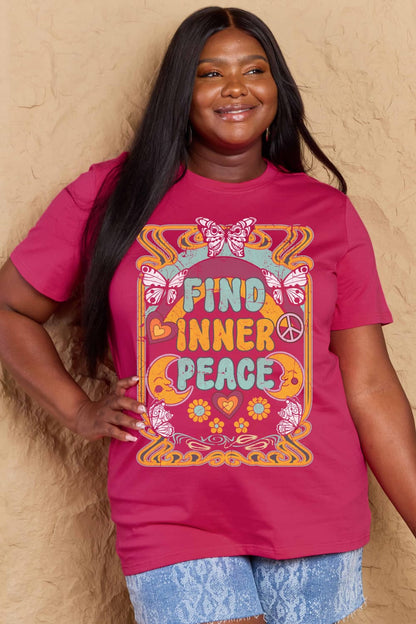 Simply Love Full Size FIND INNER PEACE Graphic Cotton T-Shirt  DAME BOHEME