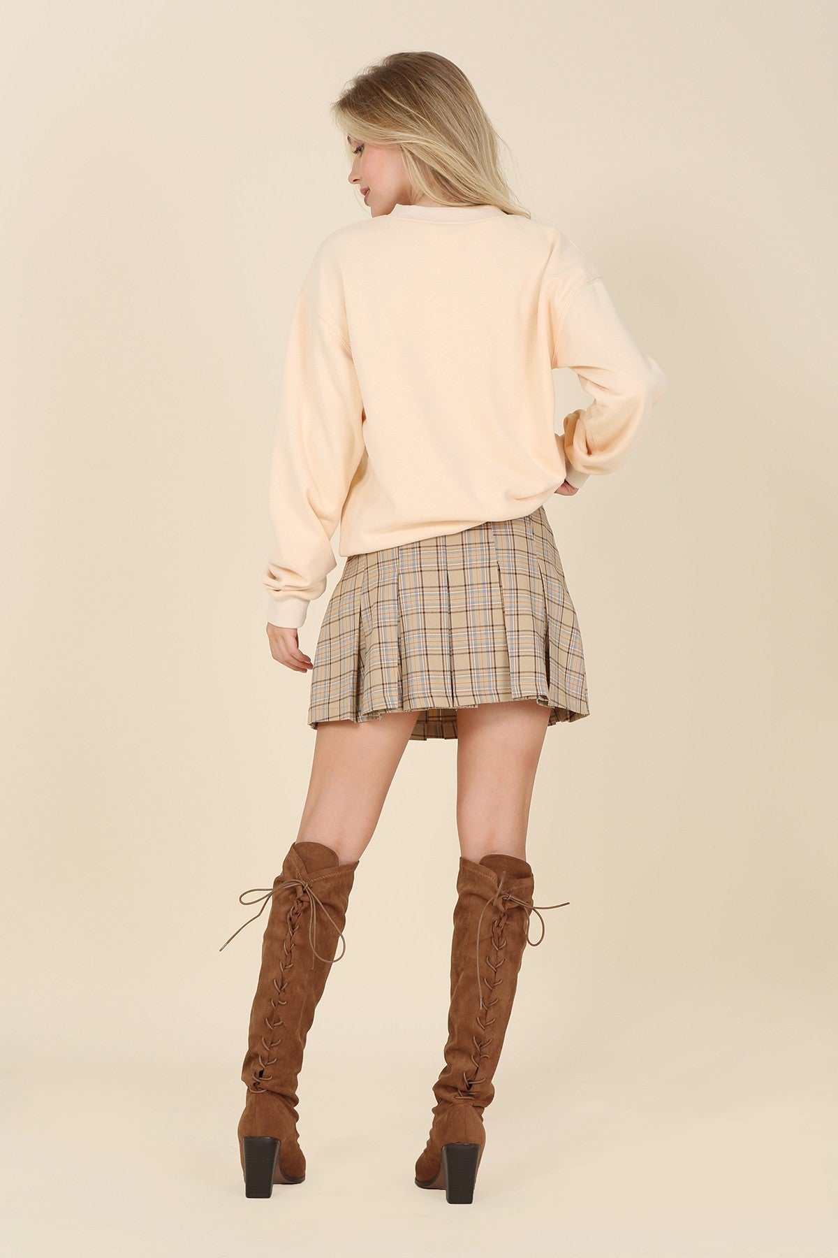 Lilou Plaid Pleated Mini Skirt for Women