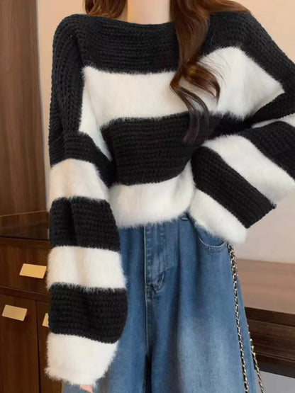 Color Block Dropped Shoulder Sweater  DAME BOHEME