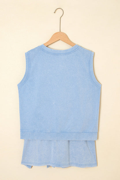 Aria 2 Pieces Mineral Wash Cotton Tank Top Lined Split Skirt Set  DAME BOHEME