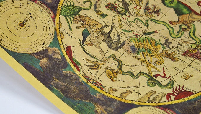 Ancient Constellation Map Zodiac Kraft Paper Art  DAME BOHEME