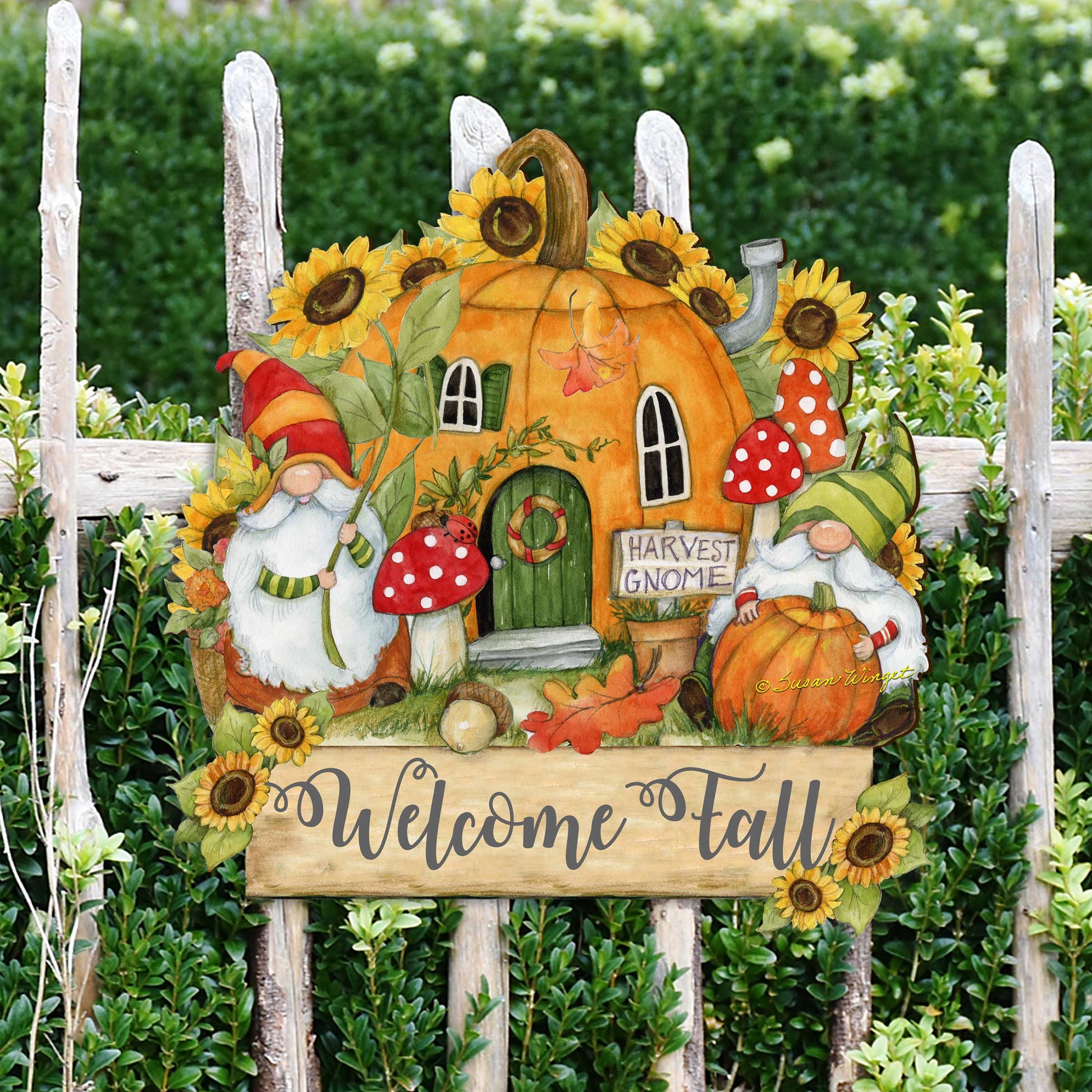 Outdoor Garden Stake Fall Decoration - Front Yard Gnome Welcome Sign - Backyard Decor - Cornucopia Garden Decor - Harvest Handmade Gift - Autumn Front Yard Decor by Susan Winget - 8471209M-SW  DAME BOHEME