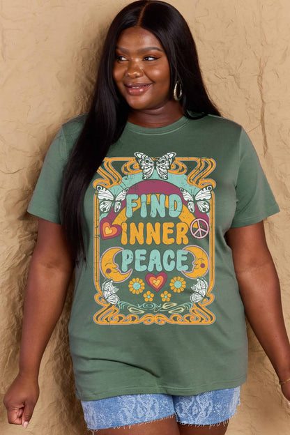 Simply Love Full Size FIND INNER PEACE Graphic Cotton T-Shirt  DAME BOHEME