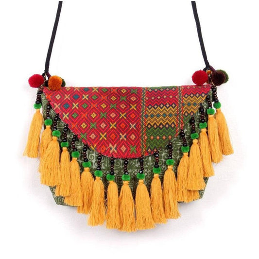 Embroidered Tassel Boho Crossbody Bag - Thailand  DAME BOHEME