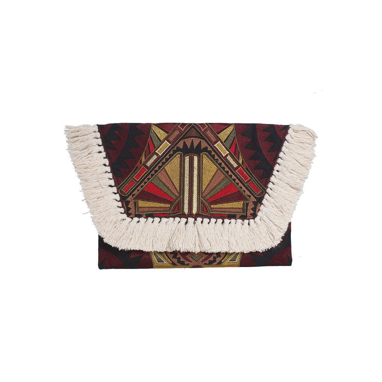 Embroidered Multi Tassel Envelope Clutch Bag - Thailand  DAME BOHEME