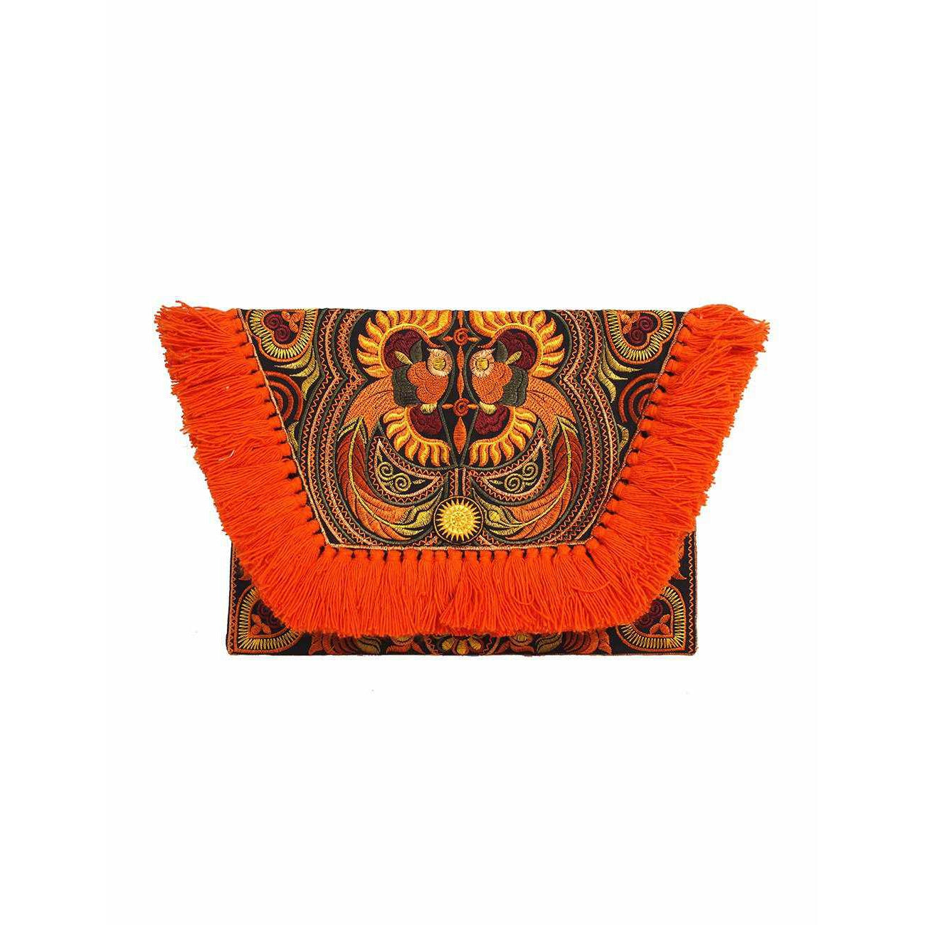 Embroidered Multi Tassel Envelope Clutch Bag - Thailand  DAME BOHEME