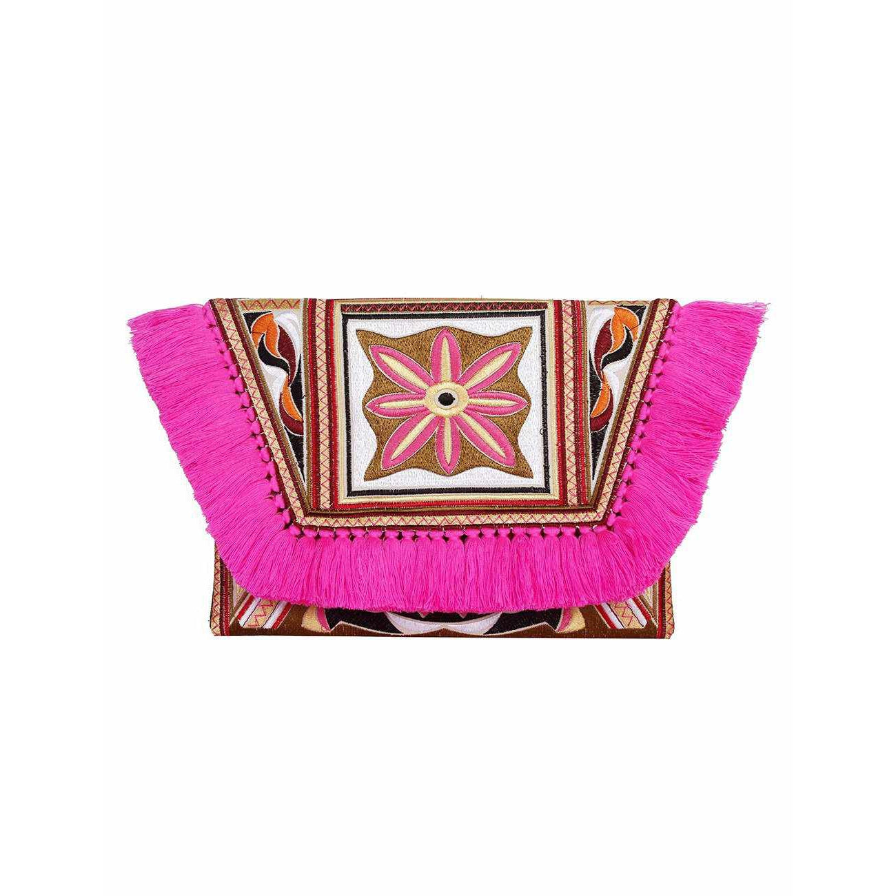 Embroidered Multi Tassel Envelope Clutch Bag - Thailand  DAME BOHEME