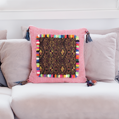 Batik Printed Embroidery Fabric Geometric Cushion - Thailand  DAME BOHEME