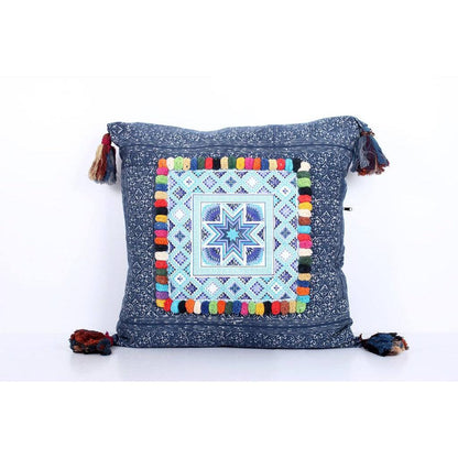 Batik Printed Embroidery Fabric Geometric Cushion - Thailand  DAME BOHEME