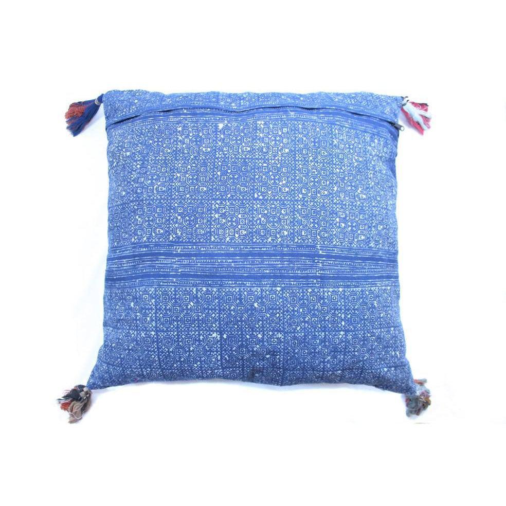 Batik Printed Embroidery Fabric Geometric Cushion - Thailand  DAME BOHEME