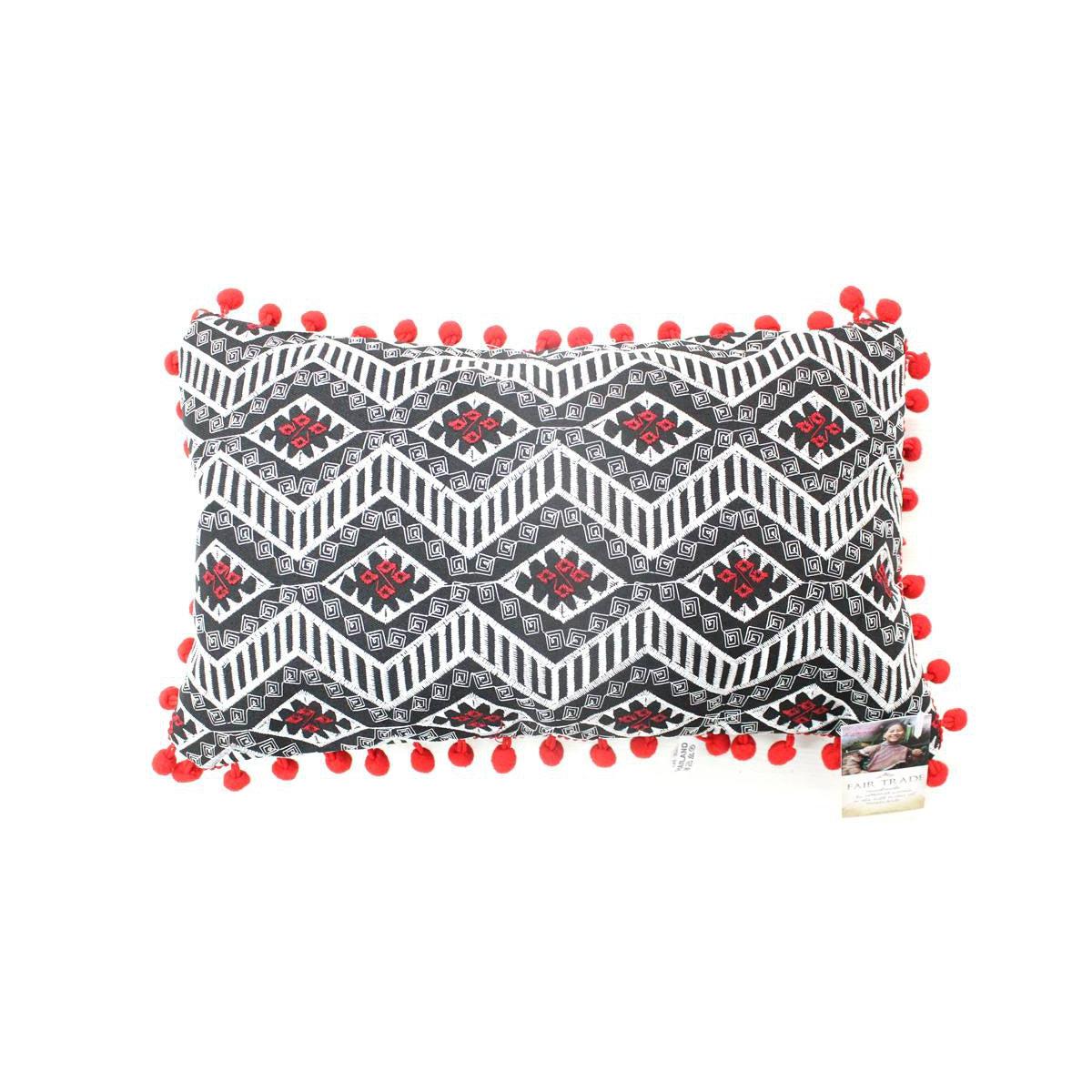 Geometric Pom Pom Lumbar Boho Cushion - Thailand  DAME BOHEME