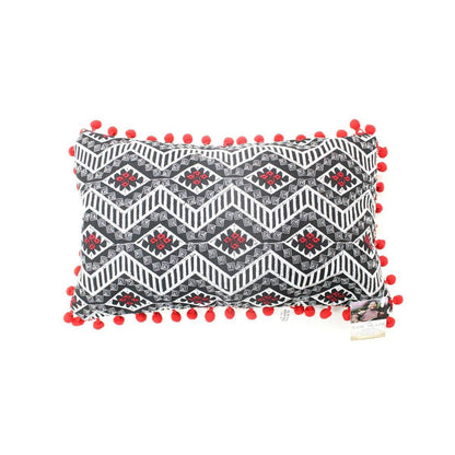 Geometric Pom Pom Lumbar Boho Cushion - Thailand  DAME BOHEME