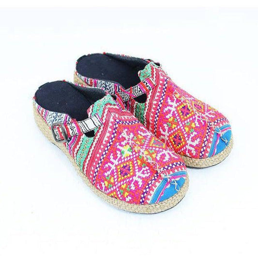 Vintage Hmong Textile Boho Upcycled Slip On Shoes - Thailand  DAME BOHEME