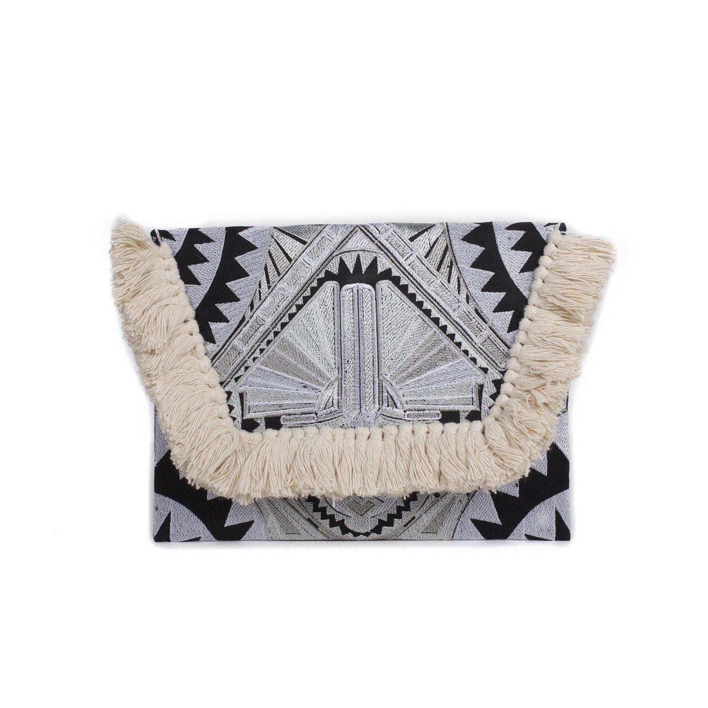 Embroidered Multi Tassel Envelope Clutch Bag - Thailand  DAME BOHEME