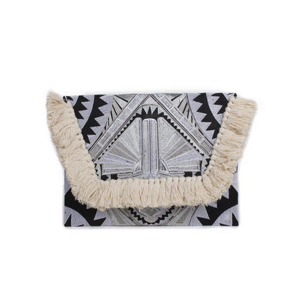 Embroidered Multi Tassel Envelope Clutch Bag - Thailand  DAME BOHEME