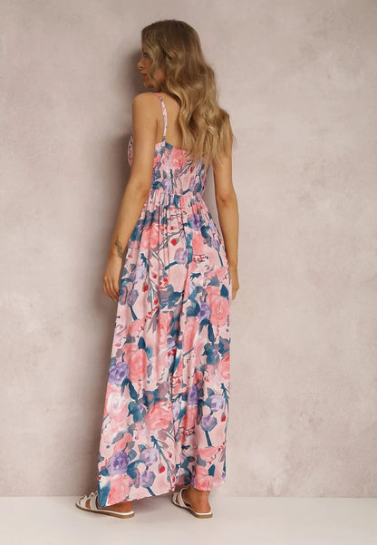 Floral Print Surplice Spaghetti Strap Maxi Dress Trendsi