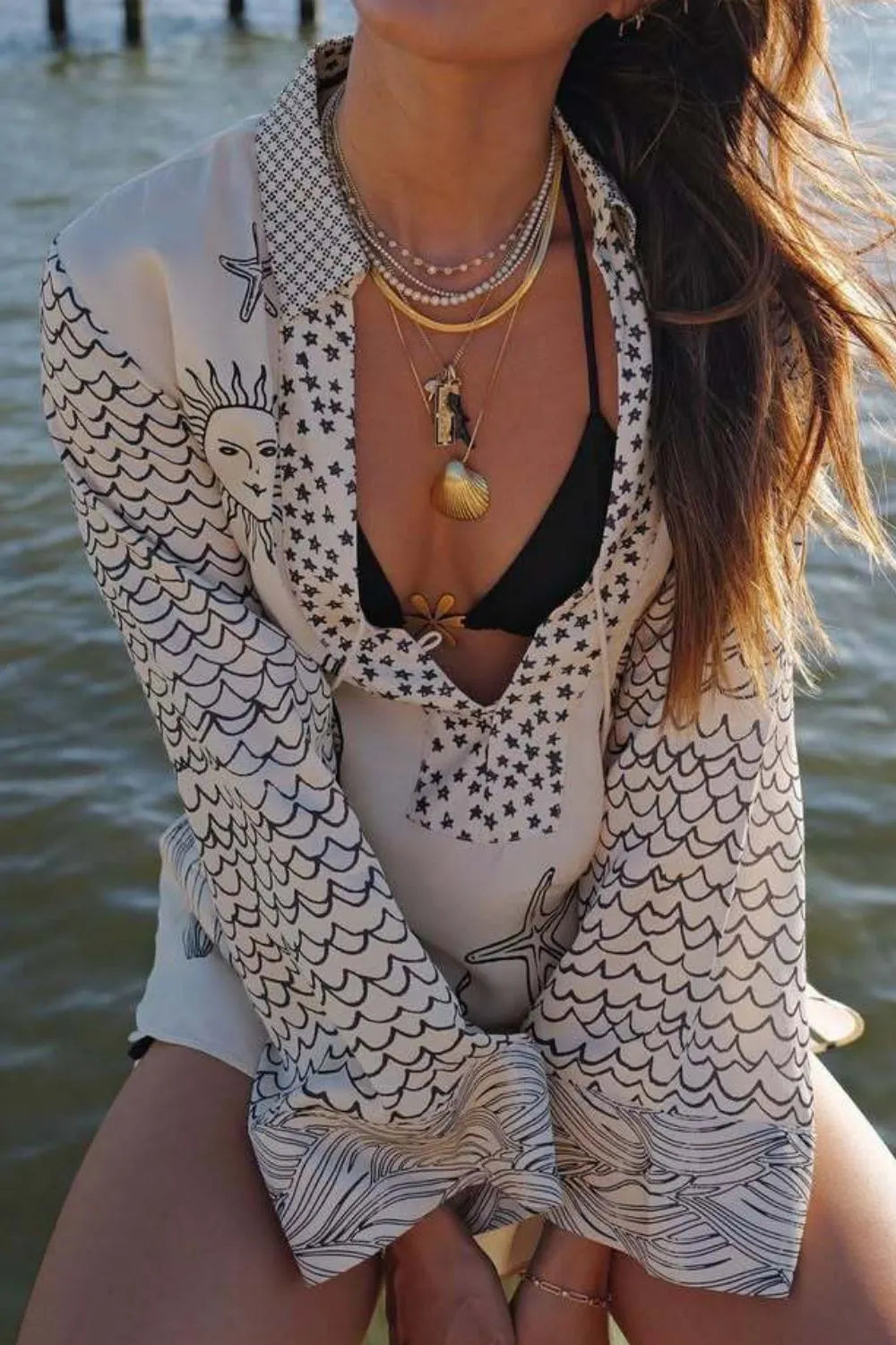 Nautical Print Top and Shorts Matching Set Trendsi