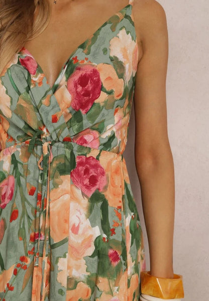 Floral Print Surplice Spaghetti Strap Maxi Dress Trendsi