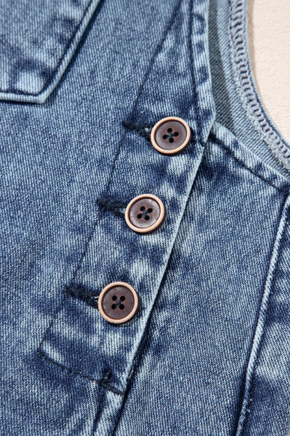 Distressed Bib Pocket Wide Leg Denim Overalls  DAME BOHEME
