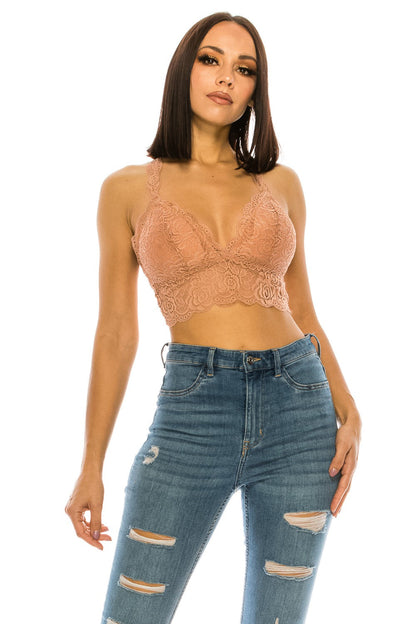 Lace Racerback Bralette Crop Top Annva USA