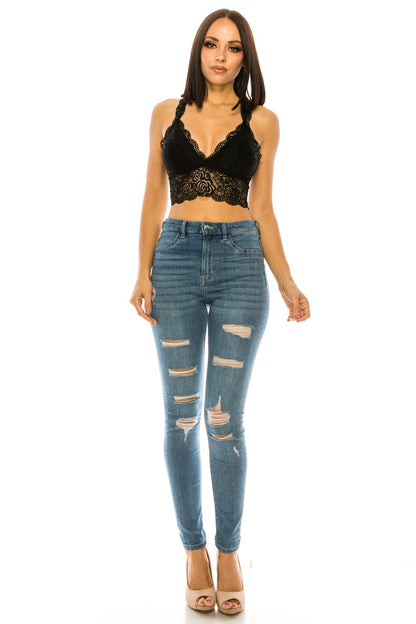 Lace Racerback Bralette Crop Top Annva USA