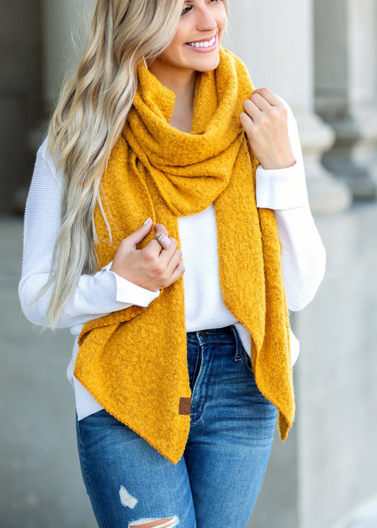 CC Oblong Bias Draped Boucle Ultra-Soft Scarves Aili's Corner