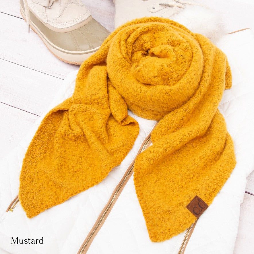 CC Oblong Bias Draped Boucle Ultra-Soft Scarves Aili's Corner