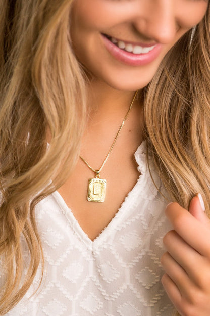 Classy Pendant Talia Initial Gold Letter Necklace Dani & Em
