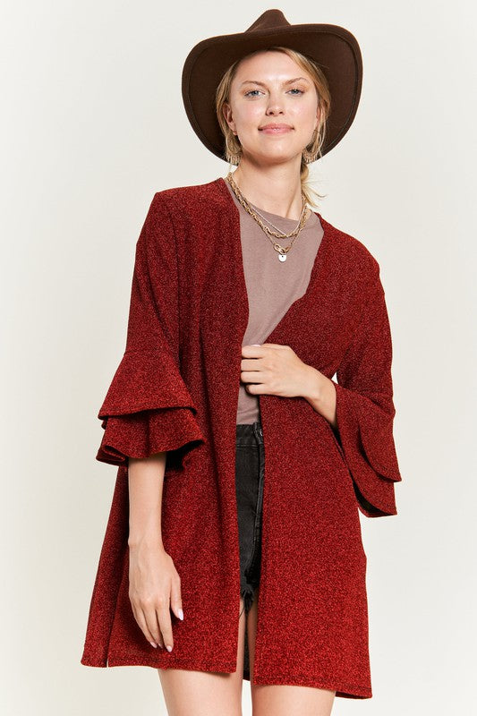 Glitter Bell 3/4 Sleeve Kimono Cardigan